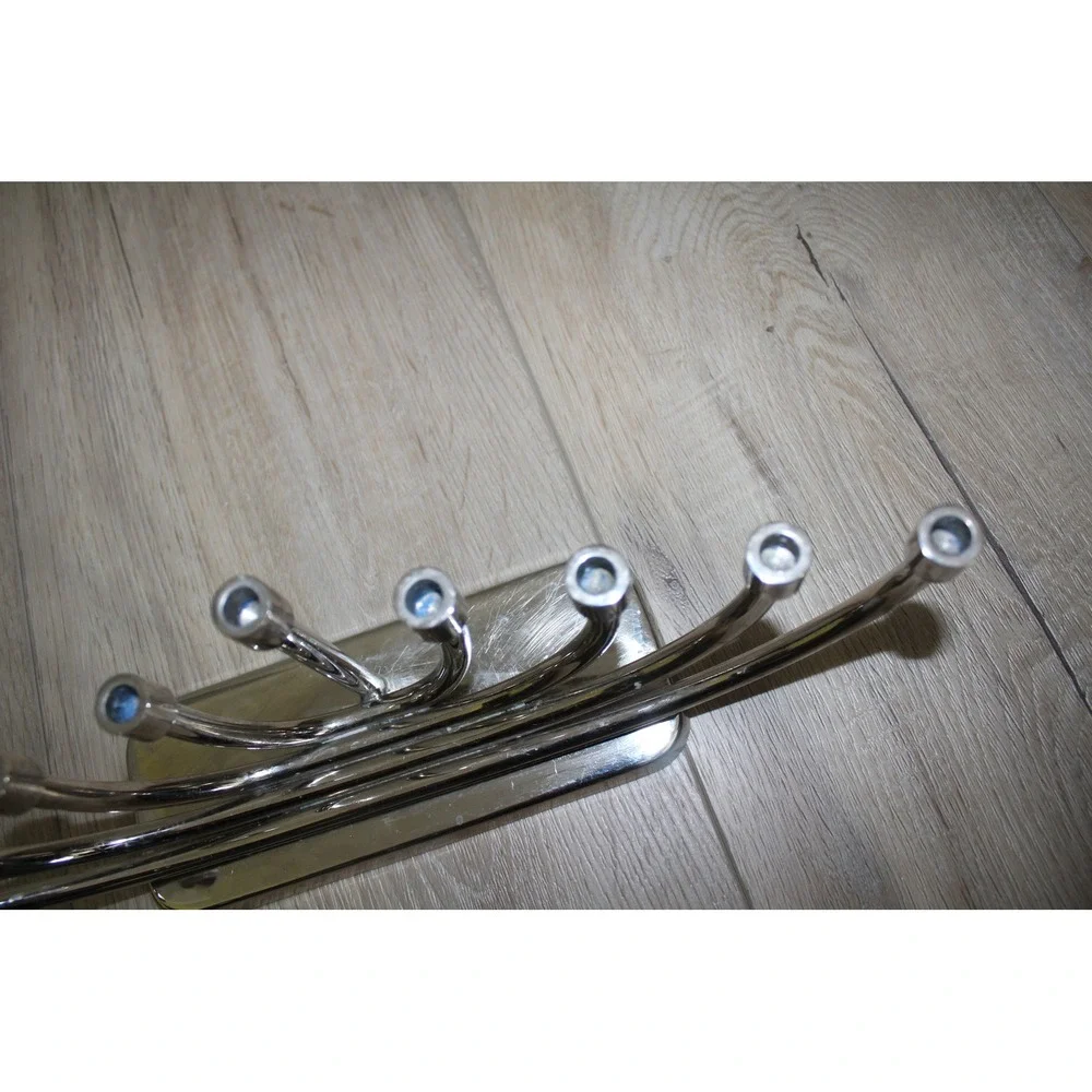 Crate & Barrel Modern Nickel Menorah 495-816 Silver Hanukkah Candelabra 13.5in
